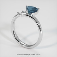 1.20 Ct. Greyish Blue Sapphire Ring, 18K White Gold 2