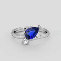 1.59 Ct. Blue Sapphire Ring, 18K White Gold 1