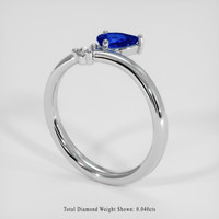 0.45 Ct. Blue Sapphire Ring, 18K White Gold 2