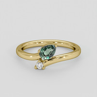 0.56 Ct. Bluish Green Sapphire Ring, 10K Yellow Gold 1