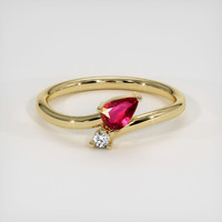 0.38 Ct. Ruby Ring, 14K Yellow Gold 1