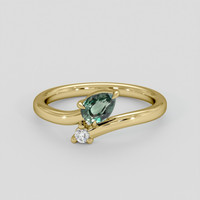 0.56 Ct. Bluish Green Sapphire Ring, 14K Yellow Gold 1