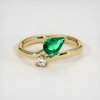 0.44 Ct. Emerald Ring, 18K Yellow Gold 1
