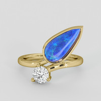 2.03 Ct. Multi Color Opal Ring, 18K Yellow Gold 1