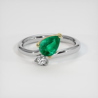 0.53 Ct. Emerald Ring, 18K Yellow & White 1