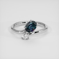 0.78 Ct. Bluish Green to Reddish Purple Alexandrite Ring, 14K White Gold 1