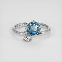 1.52 Ct. Greenish Blue Sapphire Ring, 14K White Gold 1