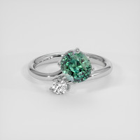 2.08 Ct. Bluish Green Sapphire Ring, 14K White Gold 1