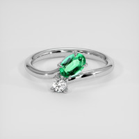 0.43 Ct. Emerald Ring, 18K White Gold 1