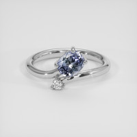 1.28 Ct. Greyish Blue Sapphire Ring, 18K White Gold 1