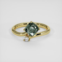 1.27 Ct. Bluish Green Sapphire Ring, 14K Yellow Gold 1