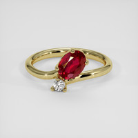 1.13 Ct. Ruby Ring, 18K Yellow Gold 1