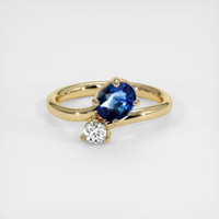 0.77 Ct. Blue Sapphire Ring, 18K Yellow Gold 1