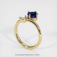 0.77 Ct. Blue Sapphire Ring, 18K Yellow Gold 2