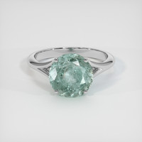 3.93 Ct. Bluish Green Sapphire Ring, Platinum 950 1