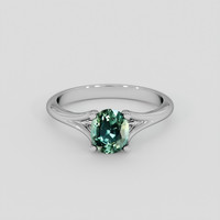 1.18 Ct. Bluish Green Sapphire Ring, 10K White Gold 1