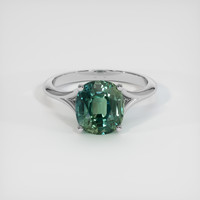 6.12 Ct. Bluish Green Sapphire Ring, 10K White Gold 1