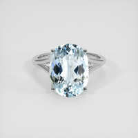 5.94 Ct. Greenish Blue Aquamarine Ring, 14K White Gold 1