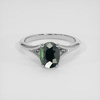 2.21 Ct. Green Sapphire Ring, 14K White Gold 1