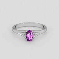 0.66 Ct. Pinkish Purple Sapphire Ring, 14K White Gold 1