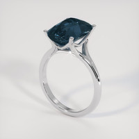 6.53 Ct. Greenish Blue Sapphire Ring, 14K White Gold 2