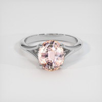3.06 Ct. Padparadscha Sapphire Ring, 14K White Gold 1