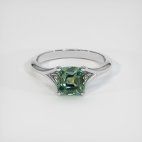 3.38 Ct. Bluish Green Sapphire Ring, 14K White Gold 1