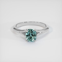 1.26 Ct. Greenish Blue Sapphire Ring, 14K White Gold 1