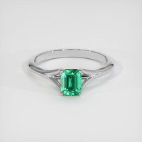 0.69 Ct. Emerald Ring, 18K White Gold 1