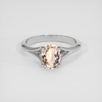 1.10 Ct. Peach Morganite Ring, 18K White Gold 1