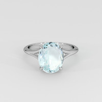 2.32 Ct. Blue Aquamarine Ring, 18K White Gold 1