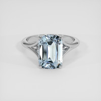 2.57 Ct. Blue Aquamarine Ring, 18K White Gold 1