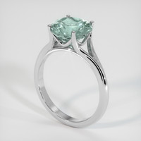 3.93 Ct. Bluish Green Sapphire Ring, 18K White Gold 2