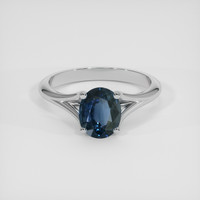 1.25 Ct. Greenish Blue Sapphire Ring, 18K White Gold 1