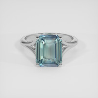 5.60 Ct. Greenish Blue Sapphire Ring, 18K White Gold 1