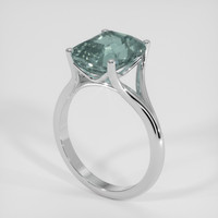 5.60 Ct. Greenish Blue Sapphire Ring, 18K White Gold 2