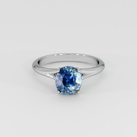 2.55 Ct. Greenish Blue Sapphire Ring, 18K White Gold 1