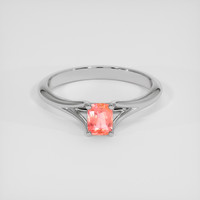 0.58 Ct. Padparadscha Sapphire Ring, 18K White Gold 1