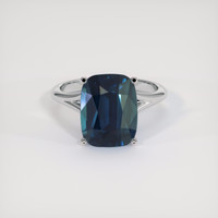 6.53 Ct. Greenish Blue Sapphire Ring, 18K White Gold 1