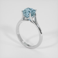 3.24 Ct. Greenish Blue Sapphire Ring, 18K White Gold 2