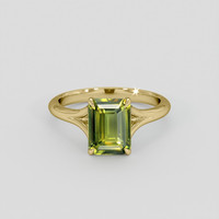 3.01 Ct. Yellowish Green Sapphire Ring, 10K Yellow Gold 1