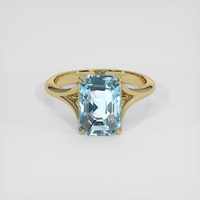 5.61 Ct. Blue Aquamarine Ring, 14K Yellow Gold 1