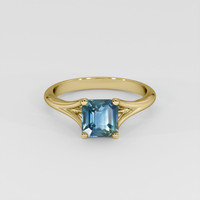 1.60 Ct. Greenish Blue Sapphire Ring, 14K Yellow Gold 1