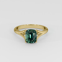 3.10 Ct. Bluish Green Sapphire Ring, 14K Yellow Gold 1