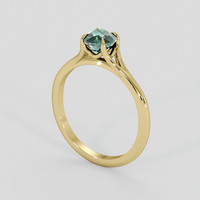 0.92 Ct. Bluish Green Sapphire Ring, 14K Yellow Gold 2