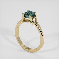1.25 Ct. Greenish Blue Sapphire Ring, 14K Yellow Gold 2