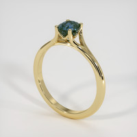 0.99 Ct. Greenish Blue Sapphire Ring, 14K Yellow Gold 2