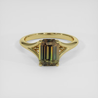 3.65 Ct. Greenish Brown Sapphire Ring, 14K Yellow Gold 1