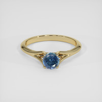 0.65 Ct. Greenish Blue Sapphire Ring, 18K Yellow Gold 1