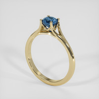 0.65 Ct. Greenish Blue Sapphire Ring, 18K Yellow Gold 2